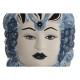 Саксия Home ESPRIT Син Бял Порцелан 15 x 15 x 26 cm