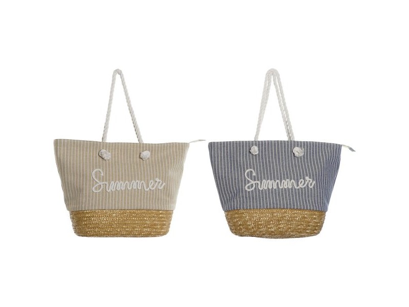 Дамска Чанта Home ESPRIT Син Бежов Естествен 52 x 16 x 33 cm (2 броя) Дамска Чанта Home ESPRIT Син Бежов Естествен 52 x 16 x 33 cm (2 броя)