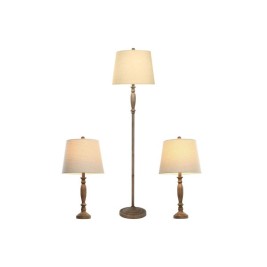 Лампион Home ESPRIT Кафяв Сметана 50 W 220 V 38 x 38 x 150 cm (3 Части)