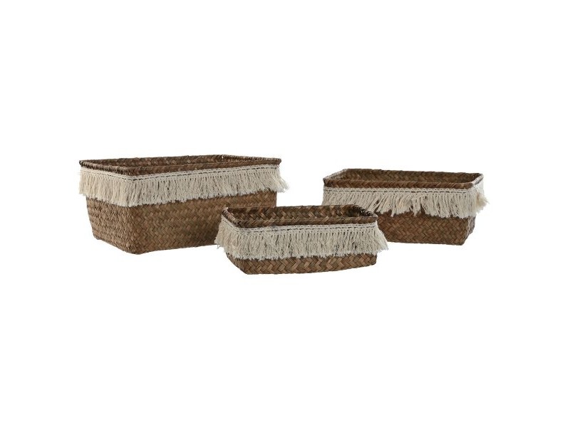 Игра на Кошници Home ESPRIT Естествено влакно Boho Износени 23 x 17 x 10 cm