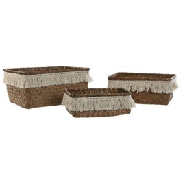 Игра на Кошници Home ESPRIT Естествено влакно Boho Износени 23 x 17 x 10 cm