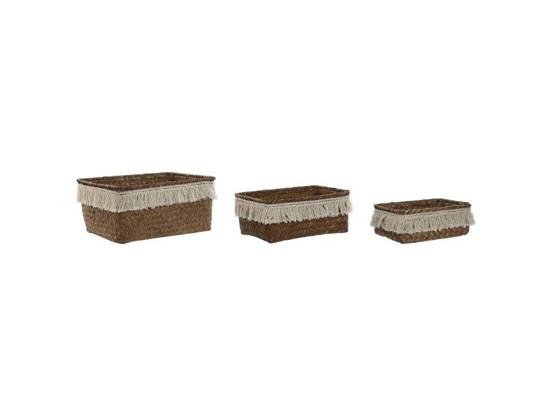 Игра на Кошници Home ESPRIT Естествено влакно Boho Износени 23 x 17 x 10 cm