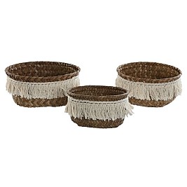 Игра на Кошници Home ESPRIT Естествено влакно Boho Износени 16 x 16 x 6 cm