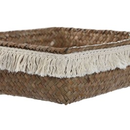 Игра на Кошници Home ESPRIT Естествено влакно Boho Износени 26 x 26 x 10 cm