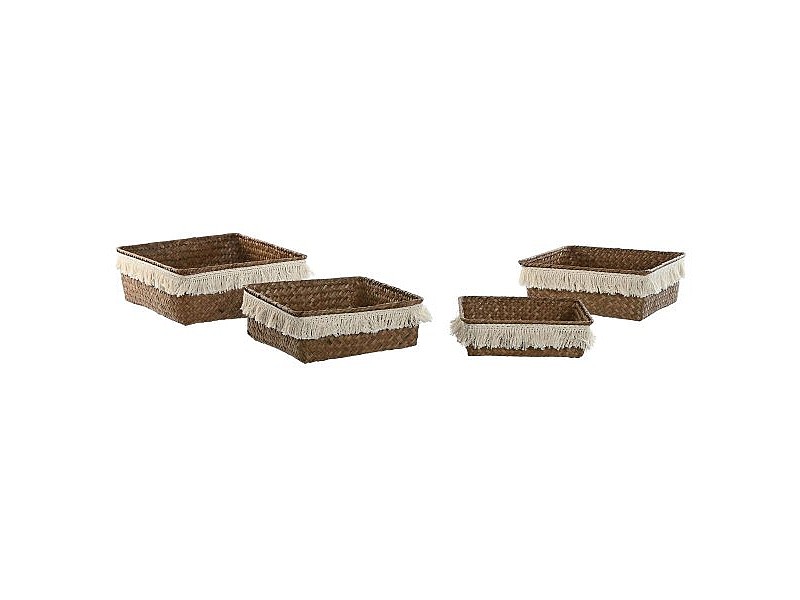 Игра на Кошници Home ESPRIT Естествено влакно Boho Износени 26 x 26 x 10 cm