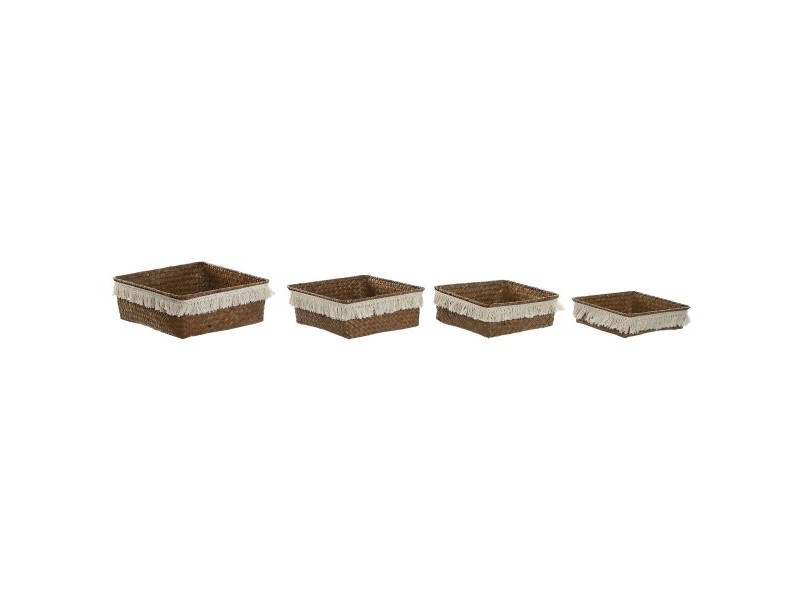 Игра на Кошници Home ESPRIT Естествено влакно Boho Износени 26 x 26 x 10 cm