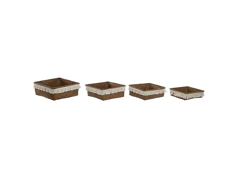 Игра на Кошници Home ESPRIT Естествено влакно Boho Износени 26 x 26 x 10 cm