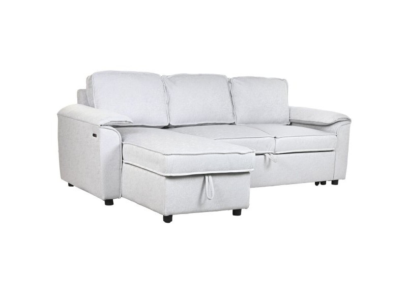 Разтегателен диван Home ESPRIT Светло сив Модерен 220 x 153 x 88 cm