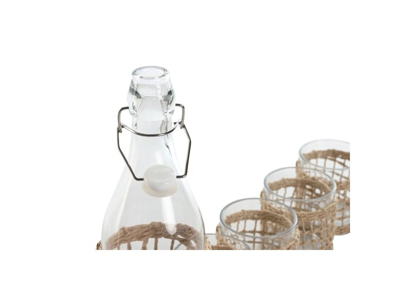 Комплект чаши с бутилка Home ESPRIT Естествен Кристал влакно 1 L