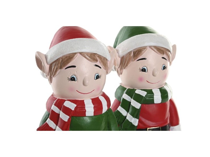 Коледна Украса Home ESPRIT Многоцветен Елф 15 X 13 X 32 cm (2 броя)