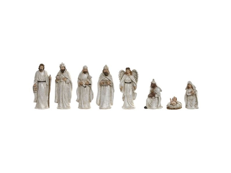 Рождествена Коледна Сцена Home ESPRIT Бял Смола 8 x 6 x 19 cm (8 Части)