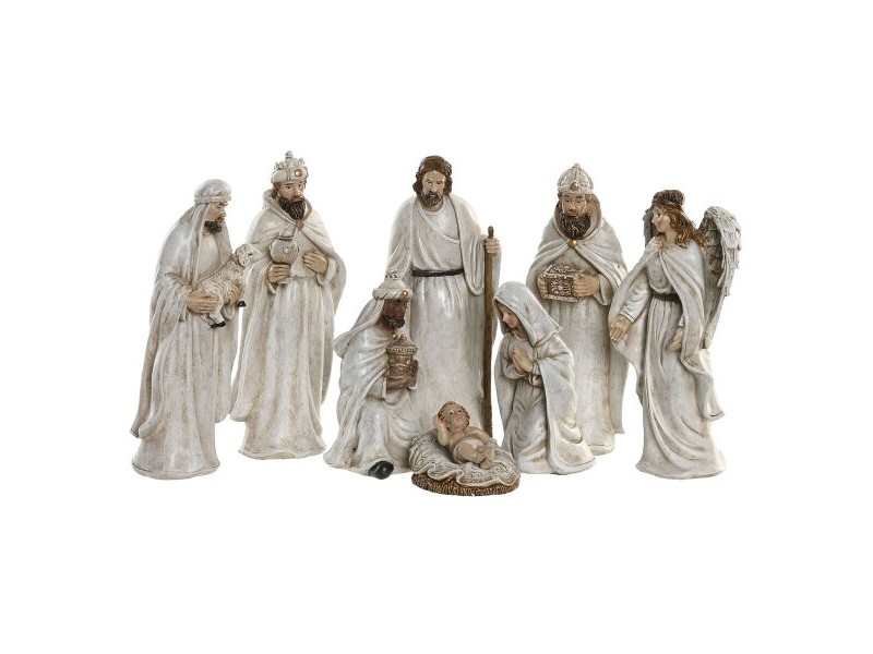 Рождествена Коледна Сцена Home ESPRIT Бял Смола 8 x 6 x 19 cm (8 Части)