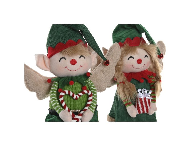 Коледна Украса Home ESPRIT Червен Зелен Елф 31 X 13 X 53 CM (2 броя)