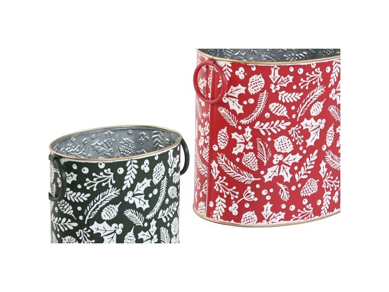 Комплект Коледни Декорации Home ESPRIT Червен Зелен Коледа 28,5 x 19,5 x 24 cm (3 Части) (2 броя)
