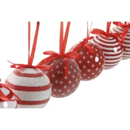 Коледни топки Home ESPRIT Бял Червен PVC (14 Части)