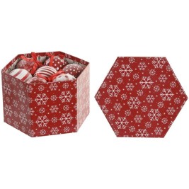 Коледни топки Home ESPRIT Бял Червен PVC (14 Части)
