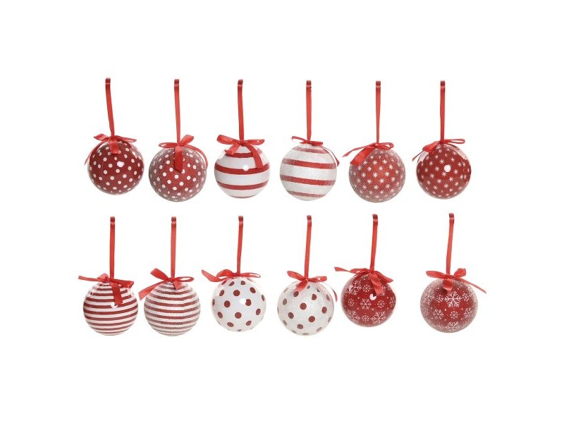 Коледни топки Home ESPRIT Бял Червен PVC (14 Части) Коледни топки Home ESPRIT Бял Червен PVC (14 Части)