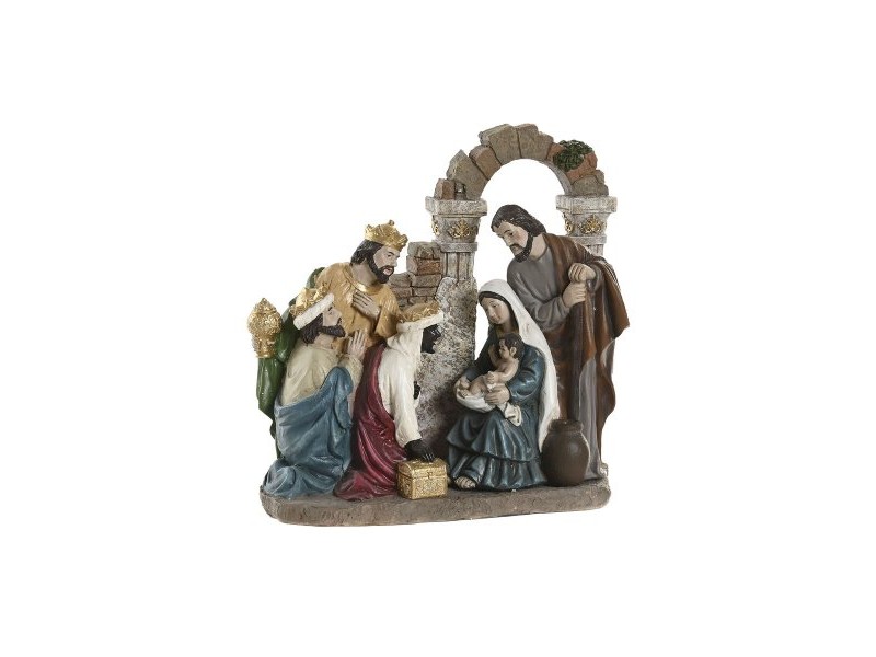 Рождествена Коледна Сцена Home ESPRIT Многоцветен Смола 20,5 x 8,5 x 20,5 cm