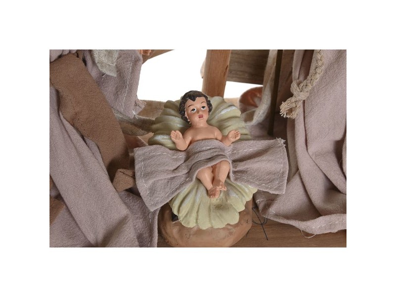 Рождествена Коледна Сцена Home ESPRIT Кафяв Бежов Дървен MDF 30 x 15 x 30 cm