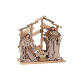 Рождествена Коледна Сцена Home ESPRIT Кафяв Бежов Дървен MDF 30 x 15 x 30 cm