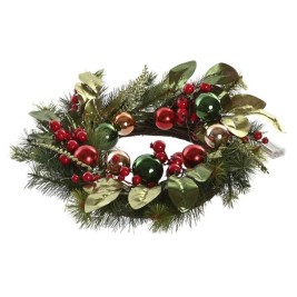 Коледен венец Home ESPRIT Червен Зелен PVC 50 x 15 x 50 cm