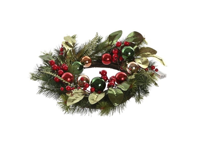 Коледен венец Home ESPRIT Червен Зелен PVC 50 x 15 x 50 cm