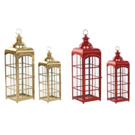 Latern Home ESPRIT Червен Златен Метал Кристал 21 x 21 x 63 cm (2 броя)