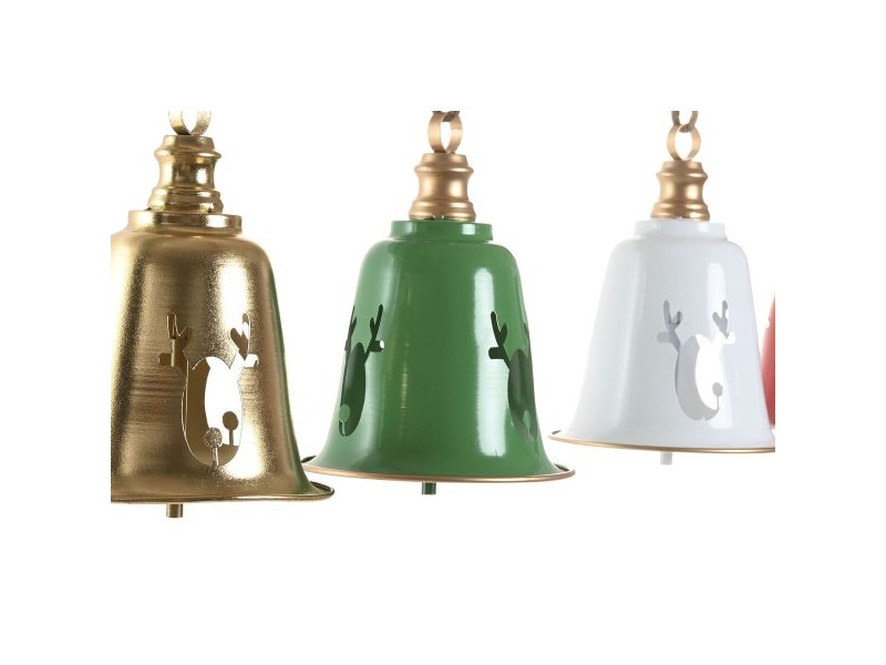 Коледна Украса Home ESPRIT Бял Червен Зелен Златен Метал 18,5 x 18,5 x 24 cm (4 броя)