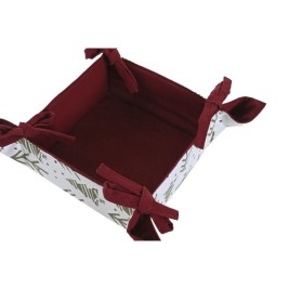 Декоративна Кошница Home ESPRIT Бял Червен Зелен Бежов Дърво Коледа 30 x 30 x 8 cm