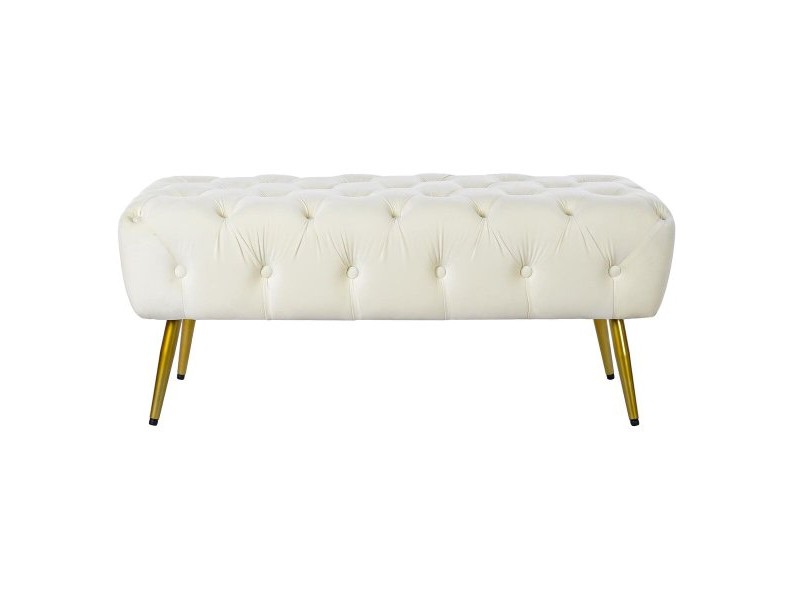 Табуретка Home ESPRIT Сметана Златен полиестер Метал 103 x 46 x 42 cm