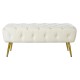 Табуретка Home ESPRIT Сметана Златен полиестер Метал 103 x 46 x 42 cm
