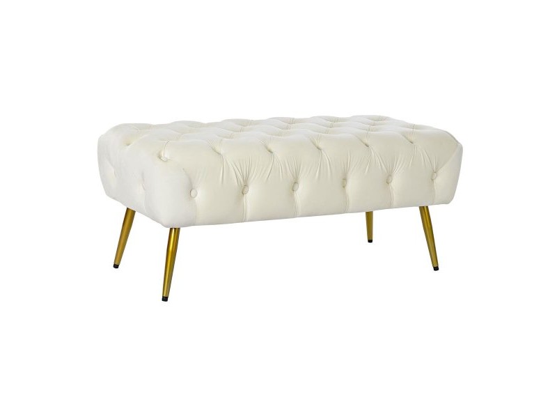 Табуретка Home ESPRIT Сметана Златен полиестер Метал 103 x 46 x 42 cm