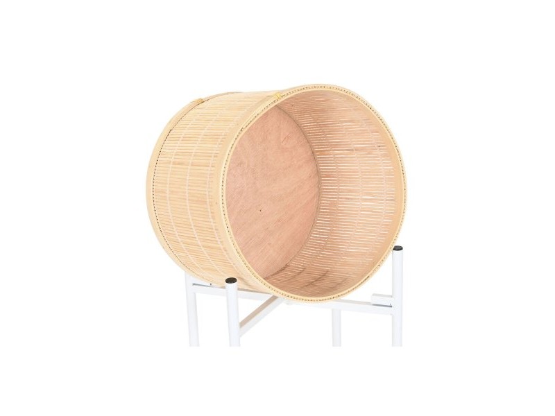 Саксия Home ESPRIT Бял Естествен Метал Бамбук 31 x 31 x 103 cm (3 Части)