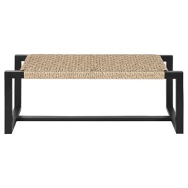 Табуретка Home ESPRIT Черен Синтетични влакна влакно тиково дърво 120 x 40 x 45 cm