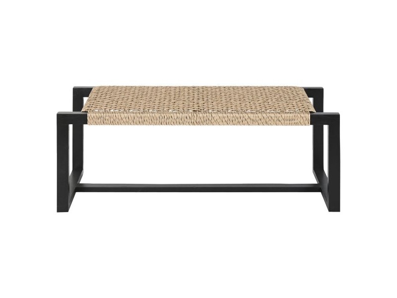 Табуретка Home ESPRIT Черен Синтетични влакна влакно тиково дърво 120 x 40 x 45 cm