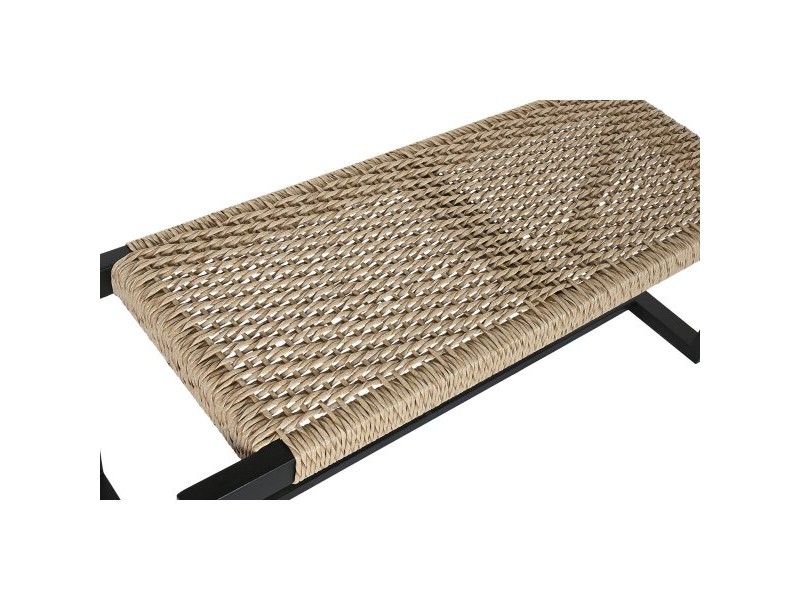 Табуретка Home ESPRIT Черен Синтетични влакна влакно тиково дърво 120 x 40 x 45 cm