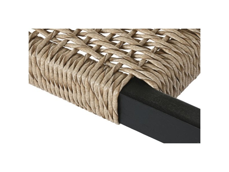 Табуретка Home ESPRIT Черен Синтетични влакна влакно тиково дърво 120 x 40 x 45 cm