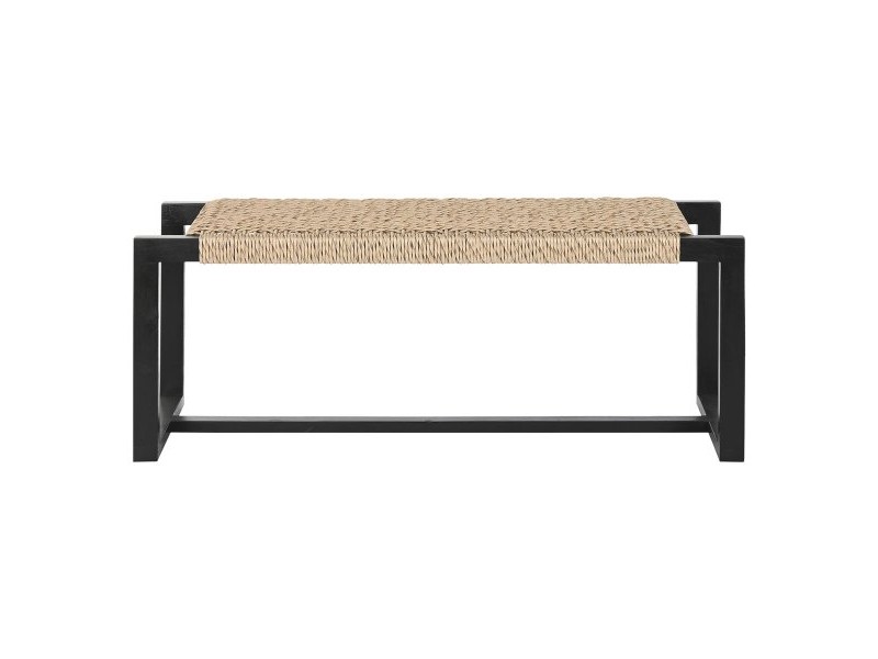 Табуретка Home ESPRIT Черен Синтетични влакна влакно тиково дърво 120 x 40 x 45 cm