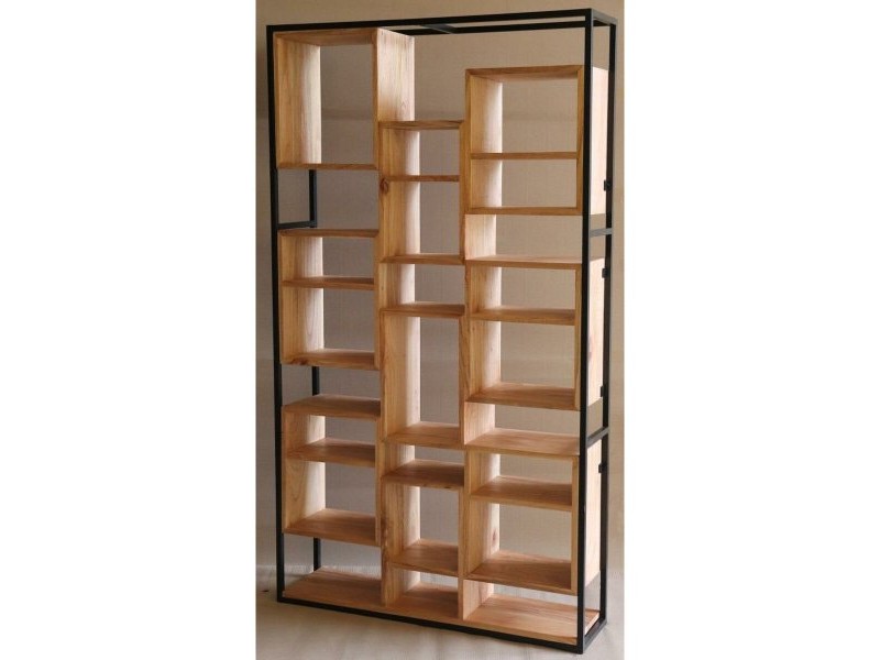Лавица Home ESPRIT Метал тиково дърво 110 X 27 X 195 CM