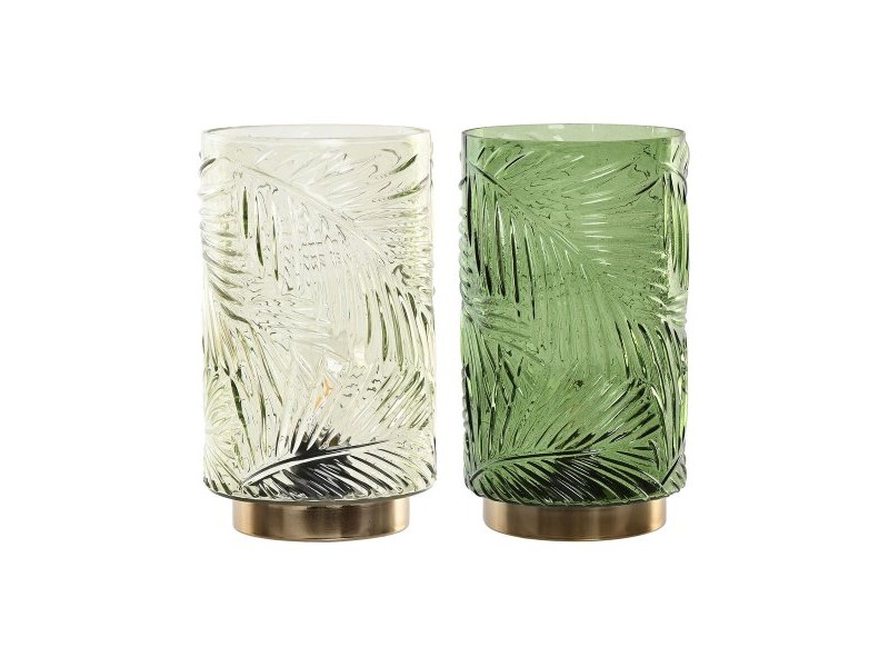 Ярка декорация Home ESPRIT Метал Кристал Тропически 14 x 14 x 26 cm (2 броя)