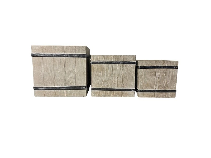 Саксия Home ESPRIT Кафяв Магнезиев Cottage 44 x 44 x 43 cm (3 Части)