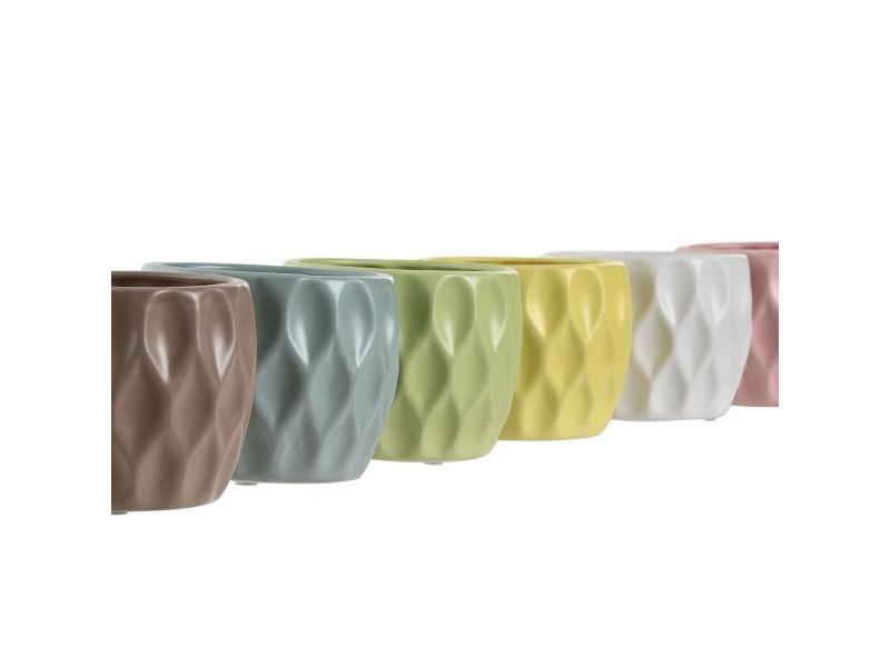 Саксия Home ESPRIT Жълт Бял Зелен Розов Dolomite Ромб 12 x 12 x 10 cm (6 броя)