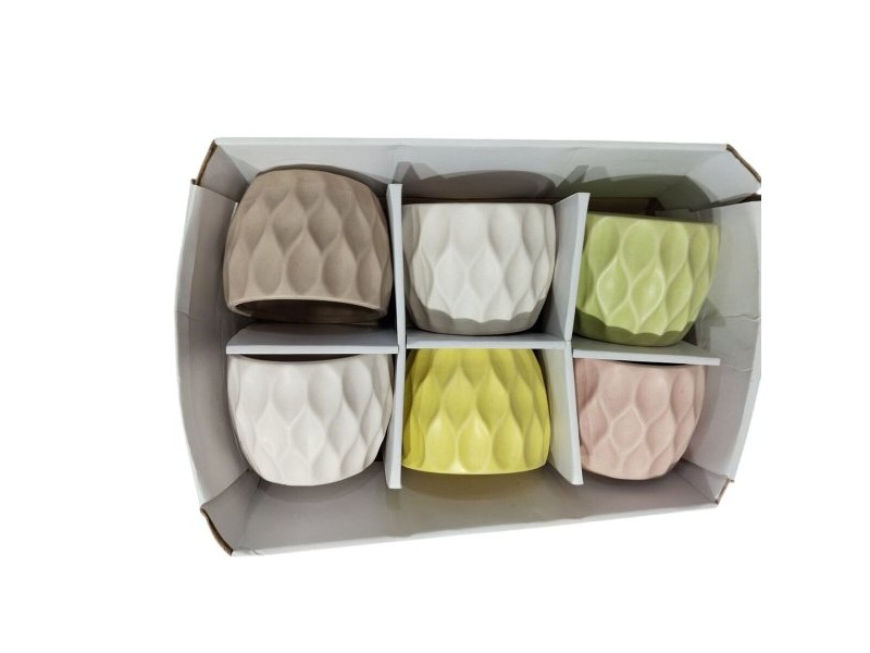Саксия Home ESPRIT Жълт Бял Зелен Розов Dolomite Ромб 12 x 12 x 10 cm (6 броя)