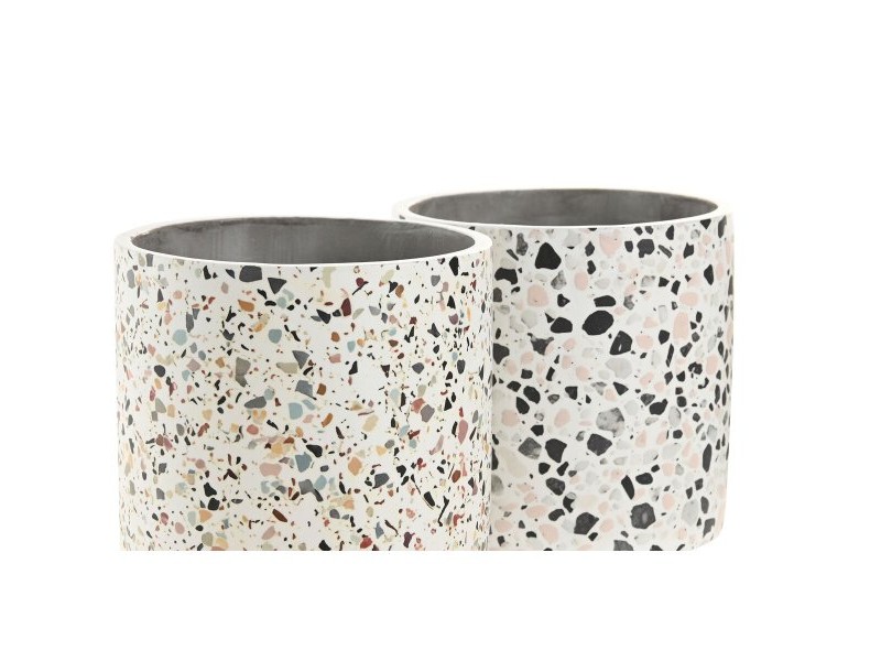 Саксия Home ESPRIT Бял Многоцветен Цимент Град 13 x 13 x 13 cm (3 Части) (2 броя)