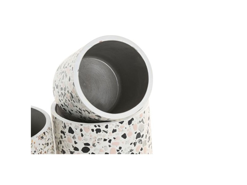 Саксия Home ESPRIT Бял Многоцветен Цимент Град 13 x 13 x 13 cm (3 Части) (2 броя)