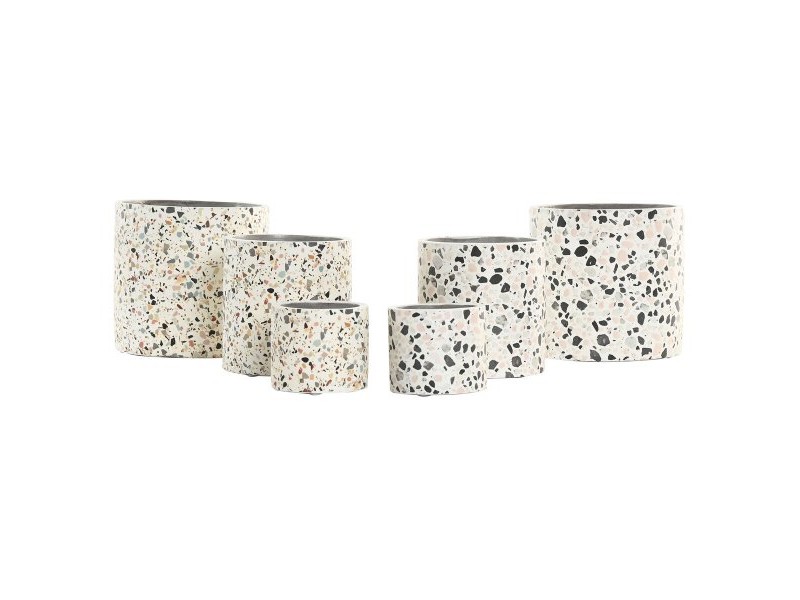 Саксия Home ESPRIT Бял Многоцветен Цимент Град 13 x 13 x 13 cm (3 Части) (2 броя)