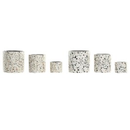 Саксия Home ESPRIT Бял Многоцветен Цимент Град 13 x 13 x 13 cm (3 Части) (2 броя)