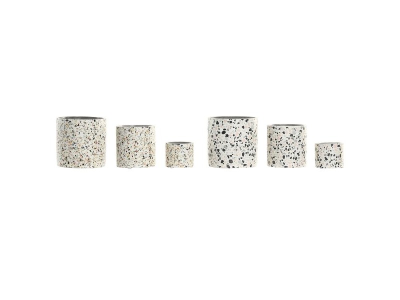 Саксия Home ESPRIT Бял Многоцветен Цимент Град 13 x 13 x 13 cm (3 Части) (2 броя)
