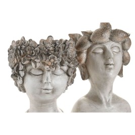 Саксия Home ESPRIT Сив Смола Лице Shabby Chic 18 x 15 x 23 cm (2 броя)