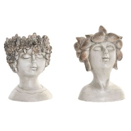 Саксия Home ESPRIT Сив Смола Лице Shabby Chic 18 x 15 x 23 cm (2 броя)